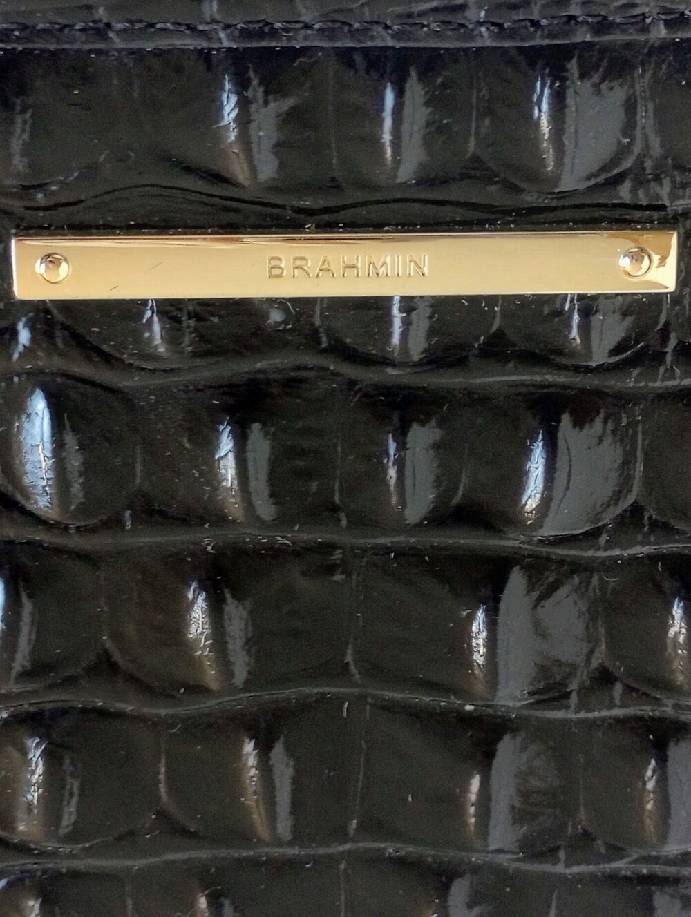 Brahmin Black Melbourne Mini Asher Crocodile Embossed Leather Crossbody Satchel - Picture 4 of 10